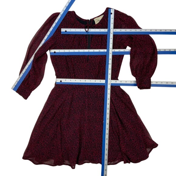 Revolve X Cleobella Genova Dress XS Red Floral Sheer Balloon Sleeve Mini Party - Picture 5 of 12